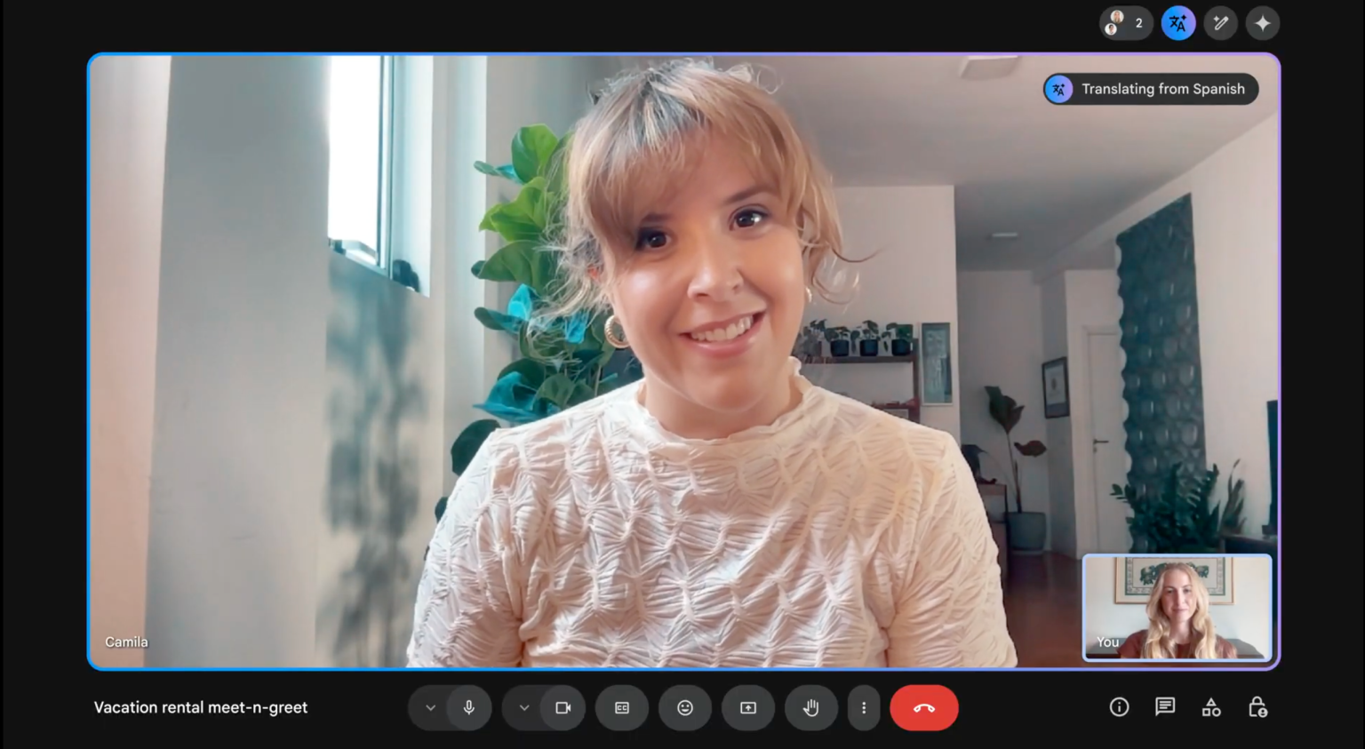 Google Meet AI speech translation in action